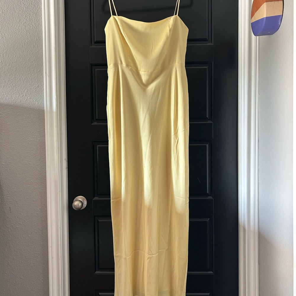 Yellow Sheath Dress with Spaghetti Straps for Wedding Guest